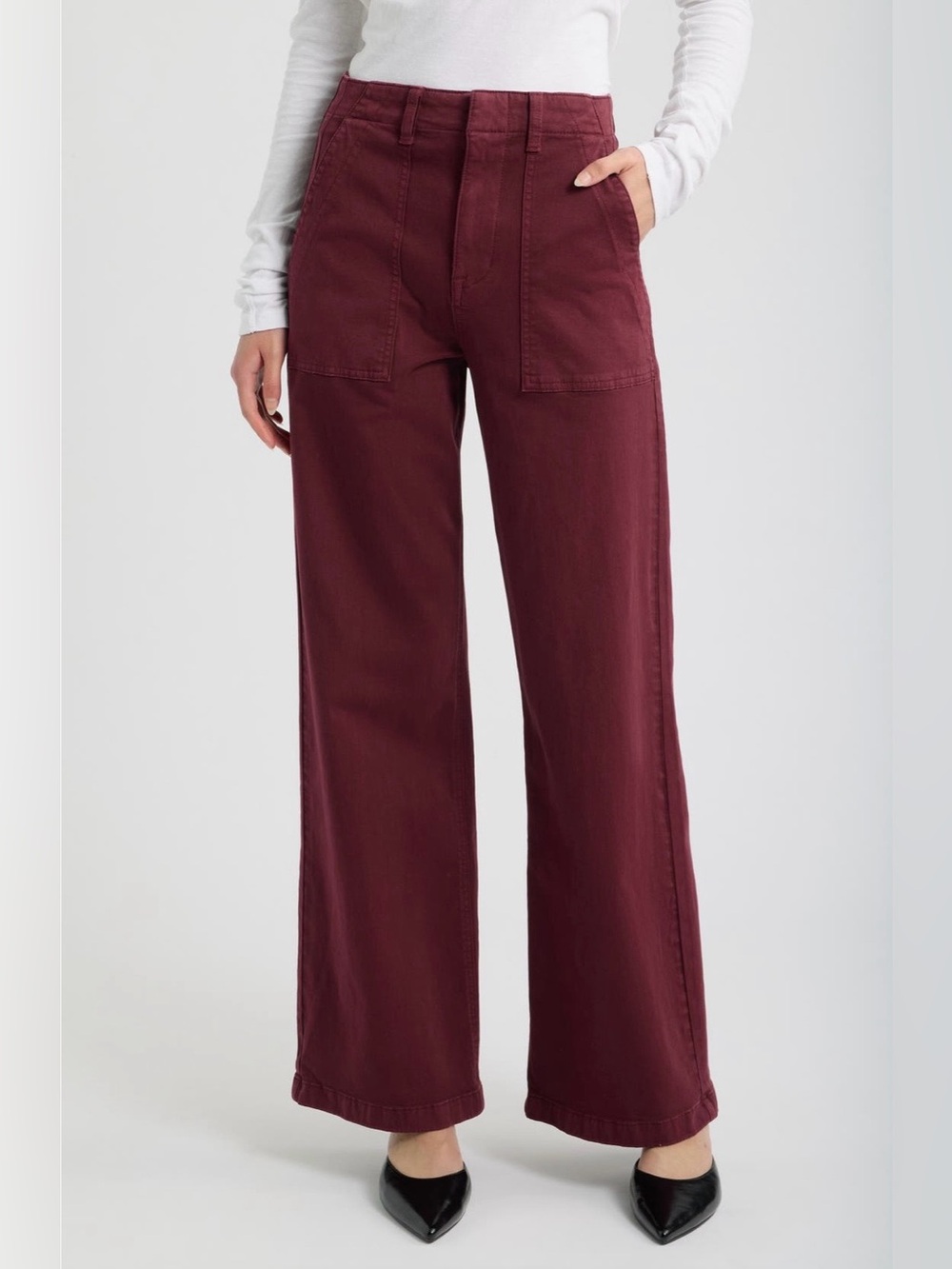 Pistola Nicole Stretch Cotton Wide Leg Pants — Cabernet